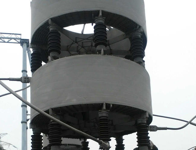 广东东莞变电一所500kV横沥站35kV333开关间隔电容器组串联电抗器ABC三相外绝缘处理-（JY-灰）